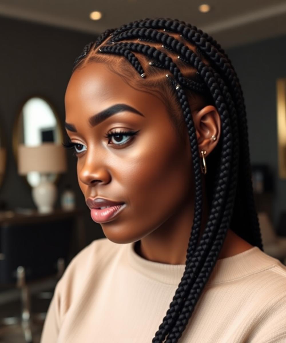 Braider's finished knotless braids