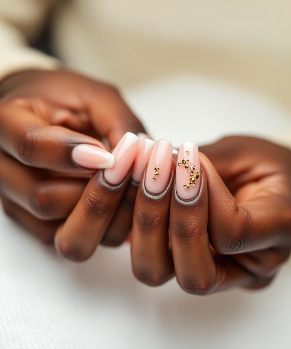 Nail professional's finished manicure